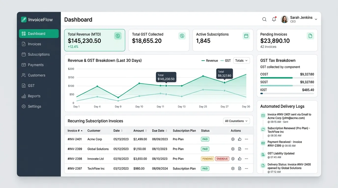 Automated Billing & Invoicing Interface