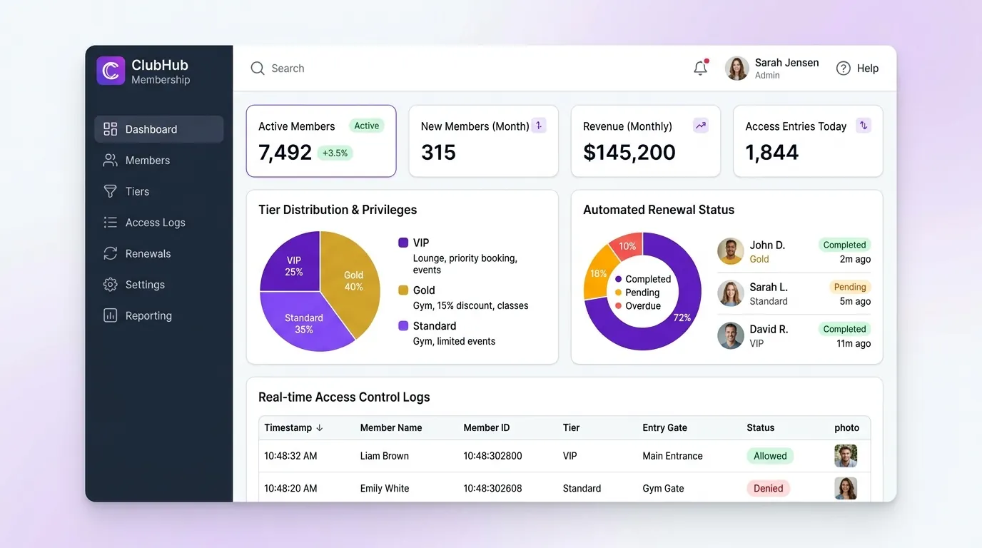 Membership Management Portal Interface